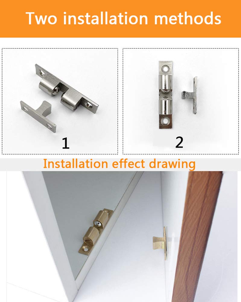 RuoFeng 70mm Furniture Cabinet Door Brass Dual Ball Roller Catch Latch 10 Pcs - Image 5